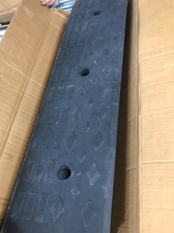 Photo 3 of ***MISSING HARDWEAR****4" Rise Rubber Curb Ramps Heavy Duty Driveway Curb Ramp 10 Ton Car Slope Ramp for Sidewalk Cars RV Trucks Shed Access Bike Pets Scooter Wheelchair 39.4x9.8x4inch (2)
