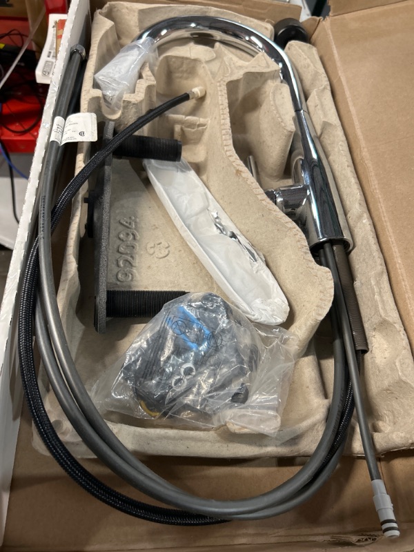 Photo 1 of Delta Faucet Essa Pull Down Kitchen Faucet Chrome, Chrome Kitchen Faucets with Pull Down Sprayer, Kitchen Sink Faucet, Faucet for Kitchen Sink with Magnetic Docking Spray Head, Chrome 9113-DST Chrome Without Soap Dispenser Standard