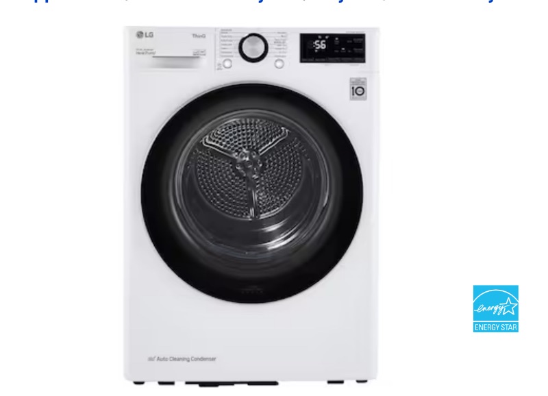 Photo 1 of ***USED - DENTED/SCRATCHED - UNABLE TO TEST***
LG 24 in. W 4.2 Cu. Ft. Ventless Stackable Compact SMART Electric Dryer in White with Dual Inverter HeatPump Technology