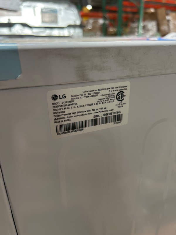 Photo 12 of ***USED - DENTED/SCRATCHED - UNABLE TO TEST***
LG 24 in. W 4.2 Cu. Ft. Ventless Stackable Compact SMART Electric Dryer in White with Dual Inverter HeatPump Technology