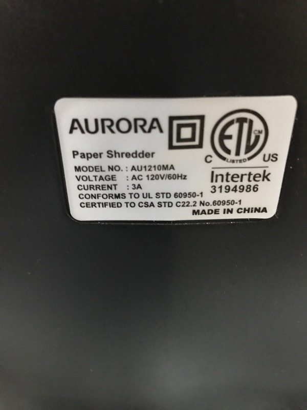 Photo 4 of Aurora AU1210MA Professional Grade High Security 12-Sheet Micro-Cut Paper/ CD and Credit Card/ 60 Minutes Continuous Run Time Shredder