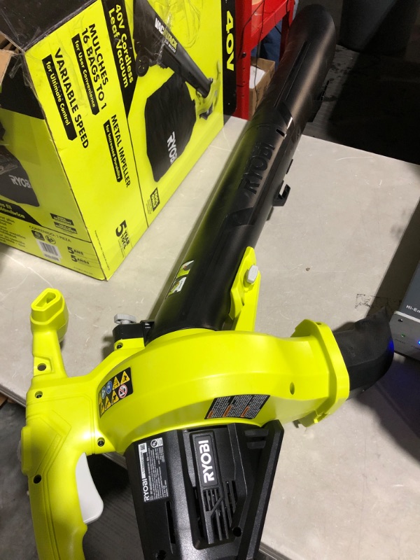 Photo 2 of * used item * see al images * 
RYOBI 40-Volt Lithium-Ion Cordless Battery Leaf Vacuum/Mulcher (Tool Only)