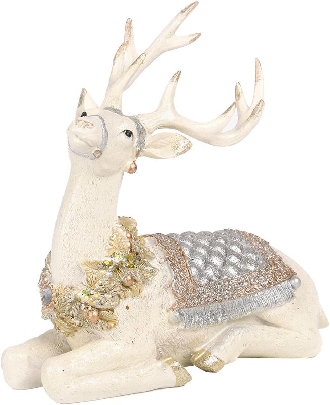 Photo 1 of Reindeer-Figurine Christmas-Decorations Sitting Deer Statue - Cream and Gold Collectible Table Desk Decor 10.6L x 4.5W x 9.5H inch Neman House Studio
Reindeer-Figurine Christmas-Decorations Sitting Deer Statue - Cream and Gold Collectible Table Desk Decor