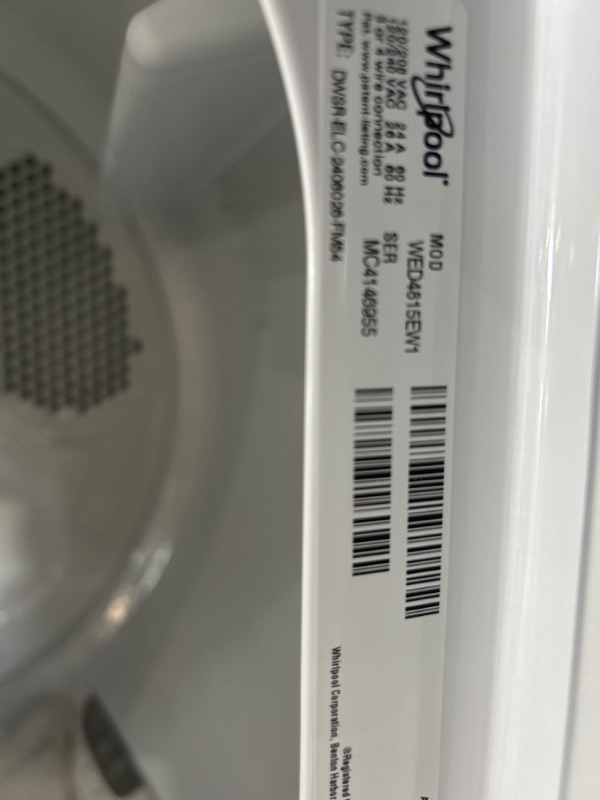 Photo 8 of Whirlpool 7-cu ft Electric Dryer (White)