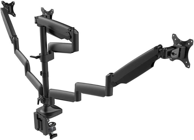 Photo 1 of Monoprice Triple Monitor Gas Spring Mount for up to 32" Screens, Fully Adjustable Center Mount high-Strength Steel and Aluminum Structural Components - Workstream Collection Full Motion