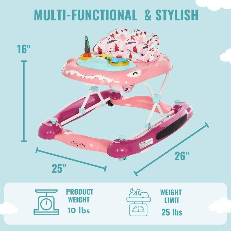 Photo 3 of (READ NOTES) Dream On Me 2-in-1 Convertible Baby Steps Activity Walker and Rocker in Pink, Adjustable Three Position Height Setting, Removable Tray, Easy to Fold and Store Baby Walker