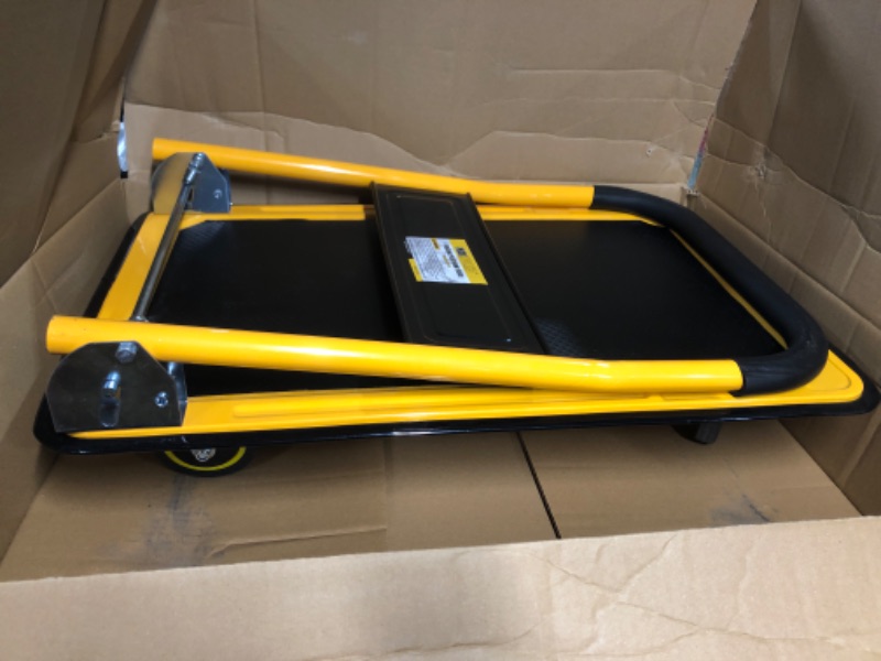 Photo 2 of MaxWorks 80876- Foldable Platform Truck Push Dolly 330 lb. Weight Capacity Black and Yellow 28.75" x 18.75" x 33"