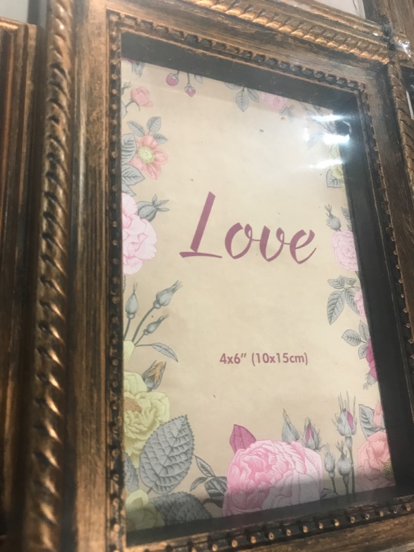 Photo 1 of J.M.Deco Picture Frames collage 18-Opening for wall decor, Reunion Friends Family College Picture Frame, Memory photo frames collage 4x6 for Homie, Gallery Puzzle Collage Wall Hanging for 4x6, Gold Gold* 18 Opening