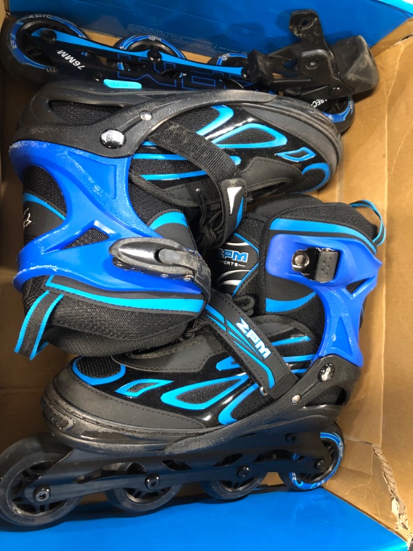 Photo 3 of 2PM SPORTS Vinal Girls Adjustable Flashing Inline Skates Azure & Blue X-Large - Adult (8W-12W/7M-11M)