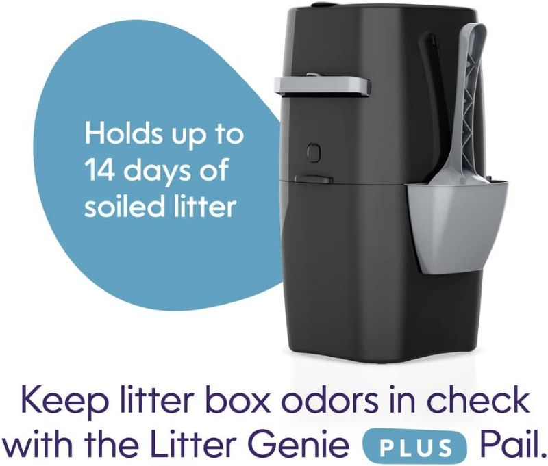 Photo 3 of (READ NOTES) Litter Genie Plus Pail, Ultimate Cat Litter Disposal System, Locks Away Odors, Includes One Refill, Black, Small