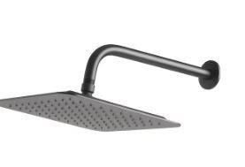 Photo 1 of allen + roth Reign Matte Black Square Rain Shower Head Fixed Shower Head 1.8-GPM (6.8-LPM)
