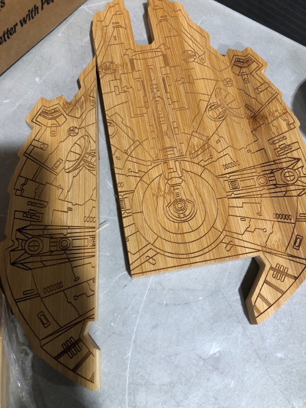 Photo 2 of * see images for damage * 
Millennium Falcon Personalized Cutting Board, Custom Engraved Charcuterie Board,