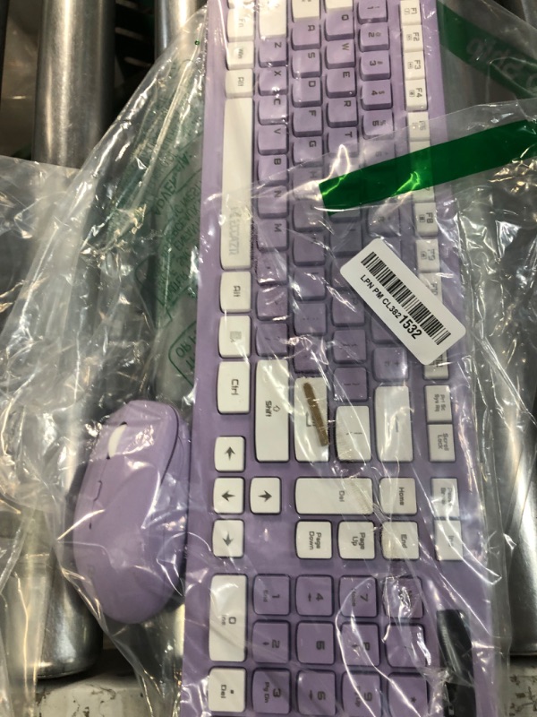 Photo 3 of RECCAZR Wireless Keyboard and Mouse Combo, Full-Sized Wireless Keyboard and Adjustable DPI Mouse, 2.4GHz USB Receiver, Purple)