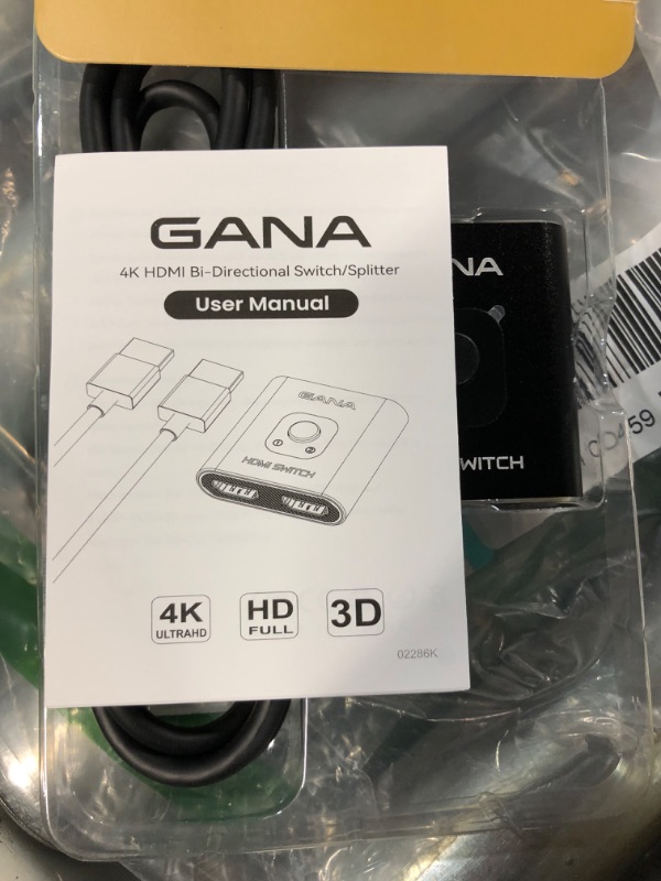 Photo 3 of HDMI Switch 4K@60Hz Splitter?with 3.9FT HDMI Cable?, GANA Aluminum Bidirectional HDMI Switcher 2 in 1 Out, HDMI Hub for 3D, HDCP2.2, HDR, 