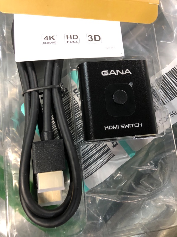 Photo 4 of HDMI Switch 4K@60Hz Splitter?with 3.9FT HDMI Cable?, GANA Aluminum Bidirectional HDMI Switcher 2 in 1 Out, HDMI Hub for 3D, HDCP2.2, HDR, 