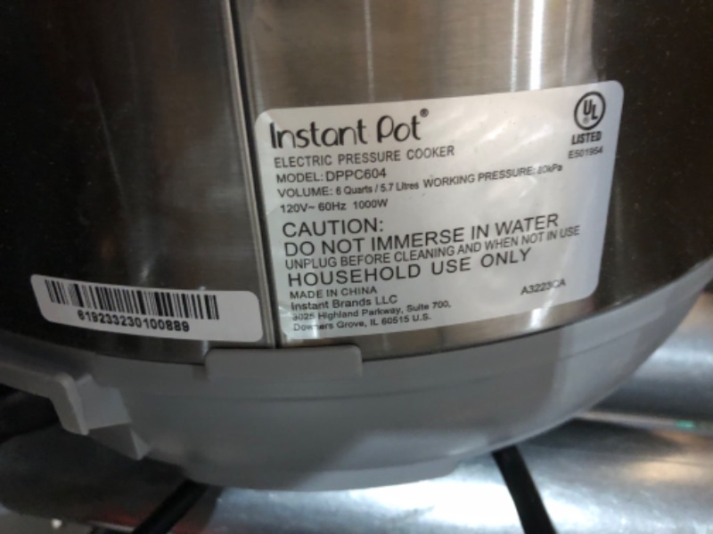 Photo 2 of ***USED READ NOTES***Instant Pot Duo Plus, 6-Quart Whisper Quiet 9-in-1 Electric Pressure Cooker, Slow Cooker, Rice Cooker, Steamer, Sauté, Yogurt Maker,