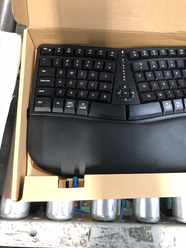 Photo 4 of MEETION Ergonomic Wireless Keyboard and Mouse, Ergo Keyboard with Vertical Mouse, Split Keyboard with Cushioned Wrist, Palm Rest,