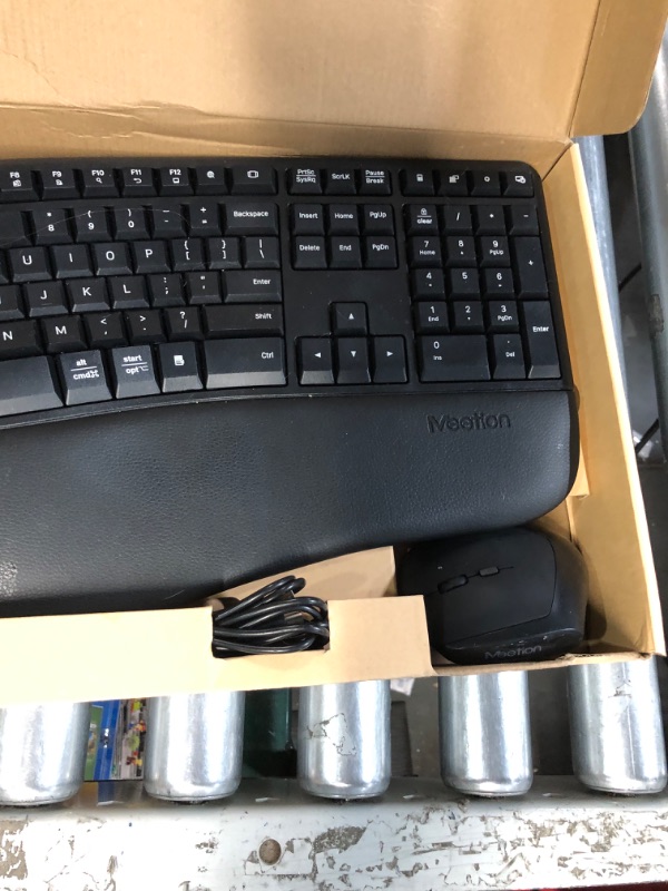 Photo 2 of MEETION Ergonomic Wireless Keyboard and Mouse, Ergo Keyboard with Vertical Mouse, Split Keyboard with Cushioned Wrist, Palm Rest,