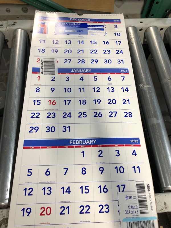 Photo 2 of AT-A-GLANCE 2023 Wall Calendar, 12" x 27", Large, Vertical, 3 Month Reference (PM1128) 2023 New Edition Vertical