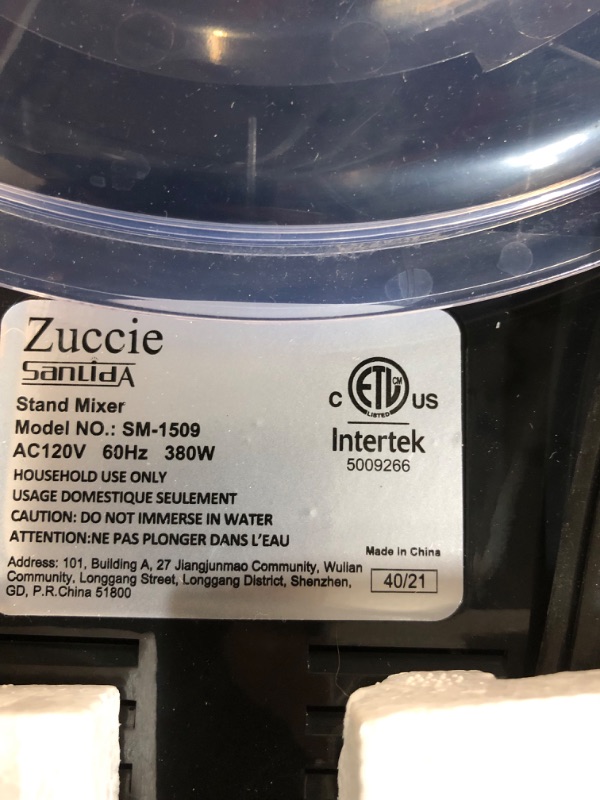 Photo 5 of * used * 
Stand Mixer, Zuccie 4.5L Mixers Kitchen Electric Stand Mixer, 380W Motor Power Food Mixer, 8+P-Speed Dough Mixer 5QT Black