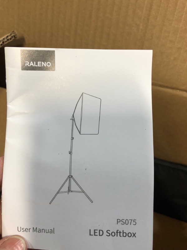 Photo 2 of RALENO Softbox Lighting Kit, 16'' x 16'' Photography Studio Equipment with 50W / 5500K / 90 CRI LED Bulb, Continuous Lighting System 