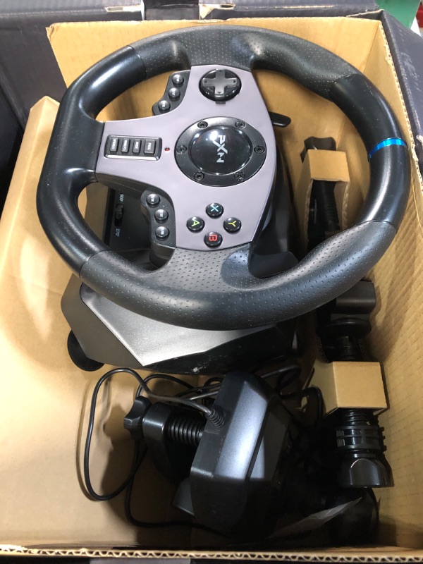 Photo 3 of PC Steering Wheel, PXN V9 Universal Usb Car Sim 270/900 Degree Race Steering Wheel with 3-Pedals and Shifter Bundle 