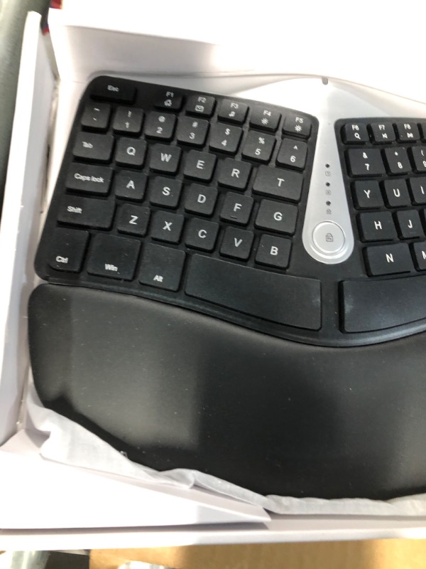 Photo 4 of Nulea Wireless Ergonomic Keyboard, 2.4G Split Keyboard with Cushioned Wrist and Palm Support, Arched Keyboard Design for Natural Typing, 