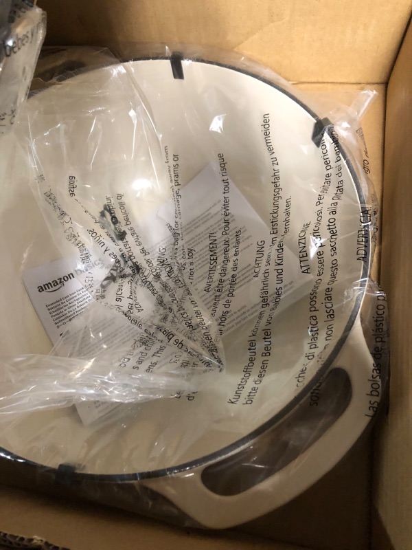 Photo 2 of (READ NOTES) Amazon Basics Enameled Cast Iron Dutch Oven, 7.5-Quart, White & Enameled Cast Iron Covered Casserole Skillet, 3.3-Quart, White