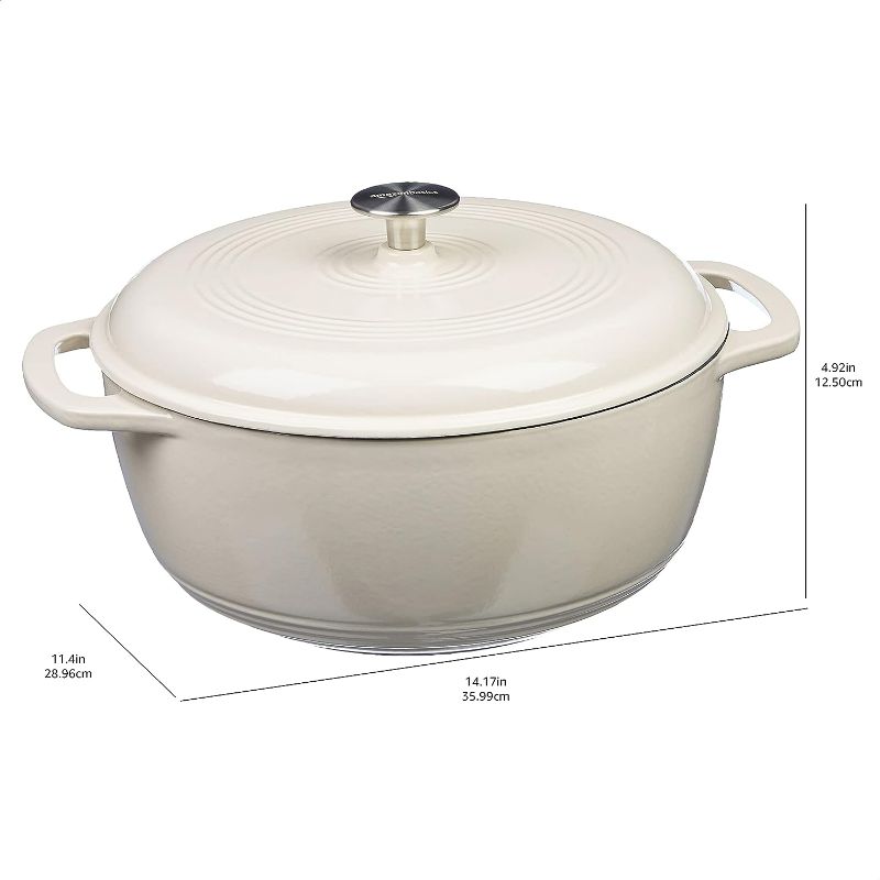 Photo 5 of (READ NOTES) Amazon Basics Enameled Cast Iron Dutch Oven, 7.5-Quart, White & Enameled Cast Iron Covered Casserole Skillet, 3.3-Quart, White