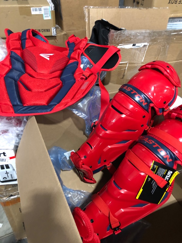 Photo 2 of (HELMET NOT INCLUDED) Easton | Elite X 2.0 Baseball Catcher's Equipment | Box Set | NOCSAE Approved | Youth/Intermediate/Adult |  Red / Navy