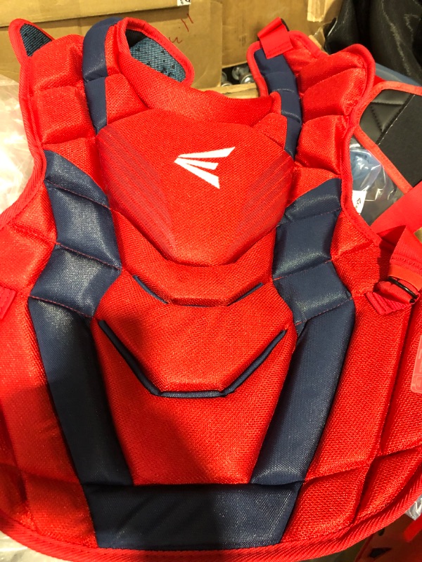 Photo 4 of (HELMET NOT INCLUDED) Easton | Elite X 2.0 Baseball Catcher's Equipment | Box Set | NOCSAE Approved | Youth/Intermediate/Adult |  Red / Navy