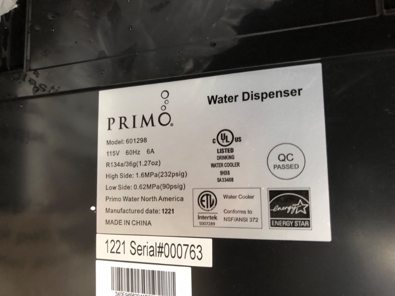 Photo 5 of * important * see clerk notes *
Primo Bottom Loading Hot/Cold Water Dispenser Stainless Steel in Black