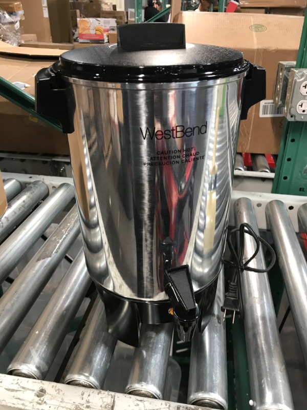 Photo 1 of ***PARTS ONLY NON REFUNDABLE****
West Bend 58030 Coffee Urn Highly-Polished Aluminum Features Automatic Temperature Control with Fast Brewing and Easy Clean Up, 30-Cup, Silver