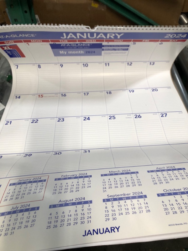 Photo 1 of AT-A-GLANCE 2024 Wall Calendar, 20" x 30", Extra Large, Spiral Bound, Monthly (PM42824) Extra Large 2024 New Edition