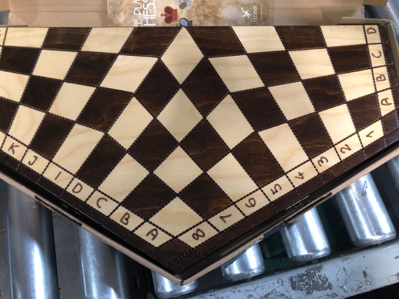 Photo 1 of (READ NOTES) Husaria Wooden Three-Player Chess - 18.5 Inches - with Foldable Board, Handcrafted Playing Pieces, and Felt-Lined Storage