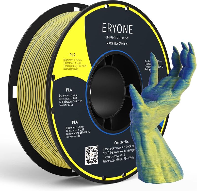 Photo 1 of ERYONE Matte Dual Color PLA Filament 1.75 mm for 3D Printers,Accuracy +/- 0.03mm,1kg/ Spool(2.2lbs), Dual Matte SEE PHOTOS