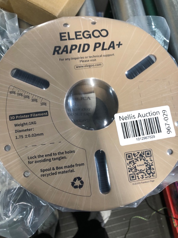 Photo 4 of ELEGOO Rapid PLA Plus Filament 1.75mm Black 2KG, PLA+ 3D Printer Filament for 30-600 mm/s High Speed Printing,1kg Black 1 SPOOL