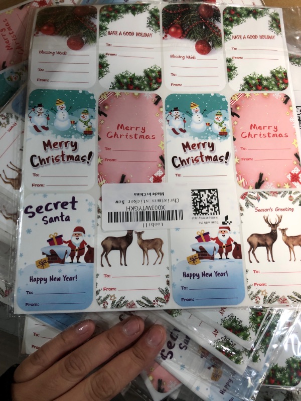 Photo 2 of Christmas Gift Tags Stickers, 60 PCS Self Adhesive, Xmas to and from Stickers, Christmas Presents Stickers for Boxes Bags Envelopes Package, 2 x 3 in