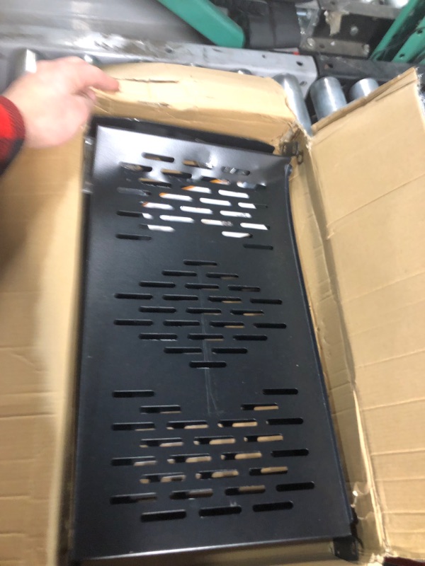 Photo 1 of RIVECO 2PCS 1U Rack Shelves, 19” Cabinet Mount 1 U Tray Vented Cantilevers for Computer Case Shelf Mounting, 10 Inches 25CM Depth, Black
