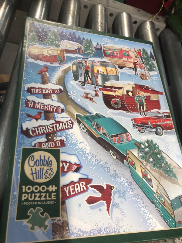 Photo 3 of Cobble Hill 1000 Piece Puzzle - Christmas Campers - Sample Poster Included