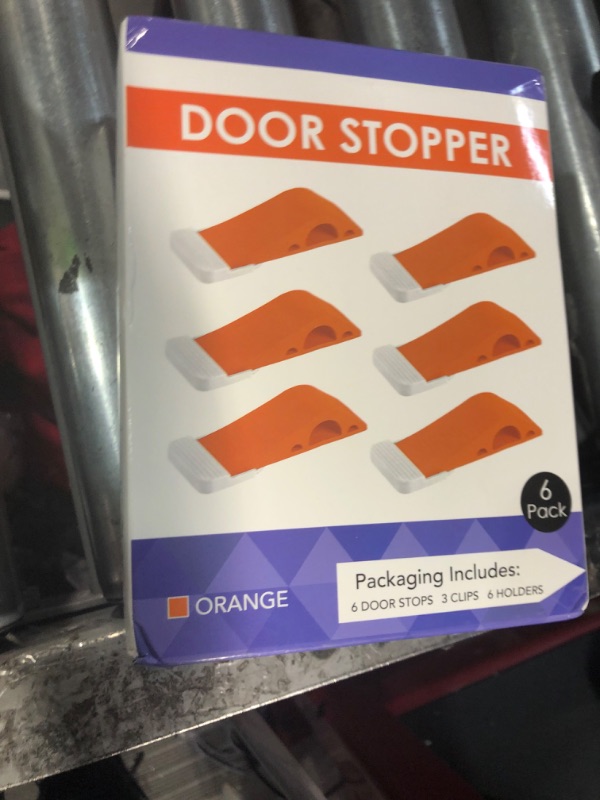 Photo 2 of Wundermax Door Stoppers - Pack of 6 Rubber Door Wedge for Carpet, Hardwood, Concrete and Tile - Home Improvement Accessories - Orange 6 Pack Orange