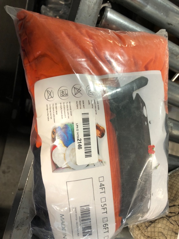 Photo 1 of **1 BLACK, 1 ORANGE** Obstal 6ft Stretch Black Spandex Table Cloth for Standard Folding Tables - 2 Pack