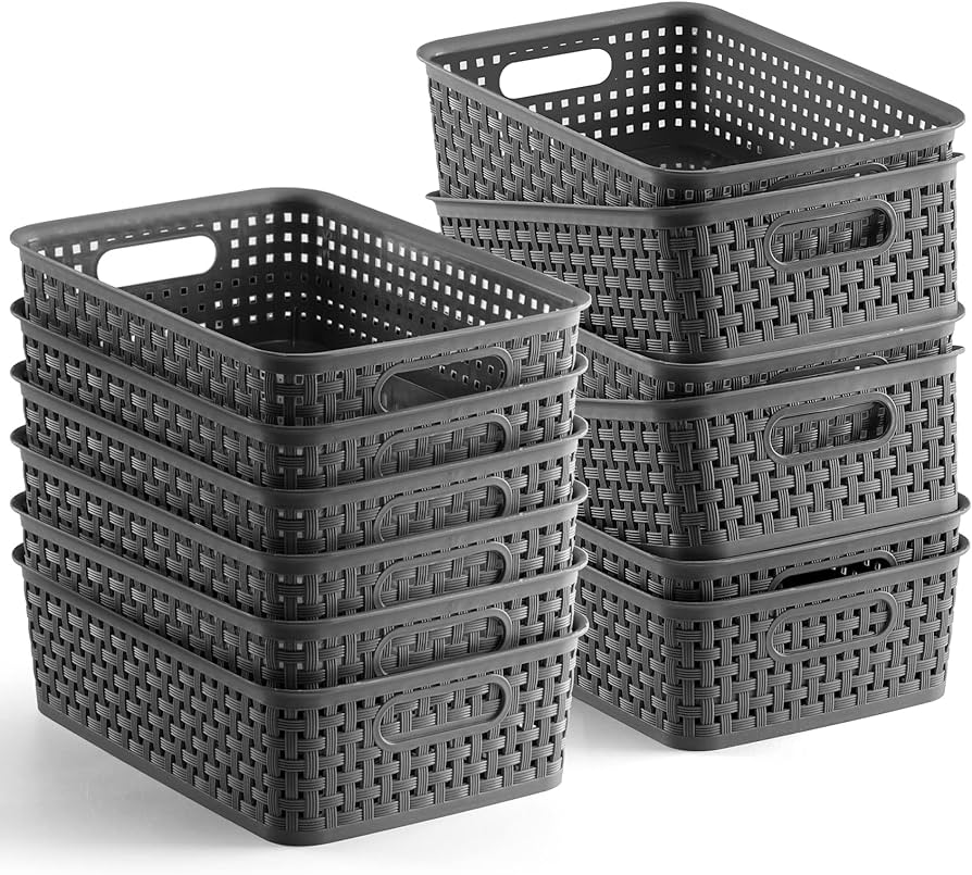 Photo 1 of [ 12 Pack ] Plastic Storage Baskets - 