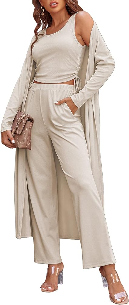 Photo 1 of Ekouaer Women's 3 Piece Knit Lounge Set Sweatsuit