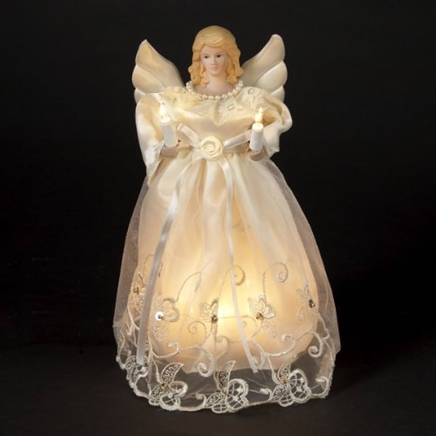 Photo 1 of **LIGHTS DO NOT WORK** KSA 10" Lighted Seasons of Elegnace Angel Christmas Tree Topper - Clear Lights