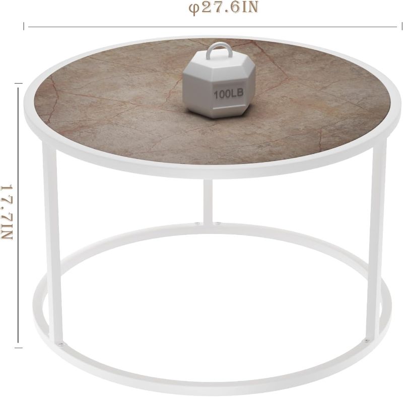 Photo 1 of YITAHOME Round Lift Top Coffee Table, Coffee Tables for Living Room with Storage, White Modern Coffee Table with Storage, Circle Center Tables Living Room,Brown and White