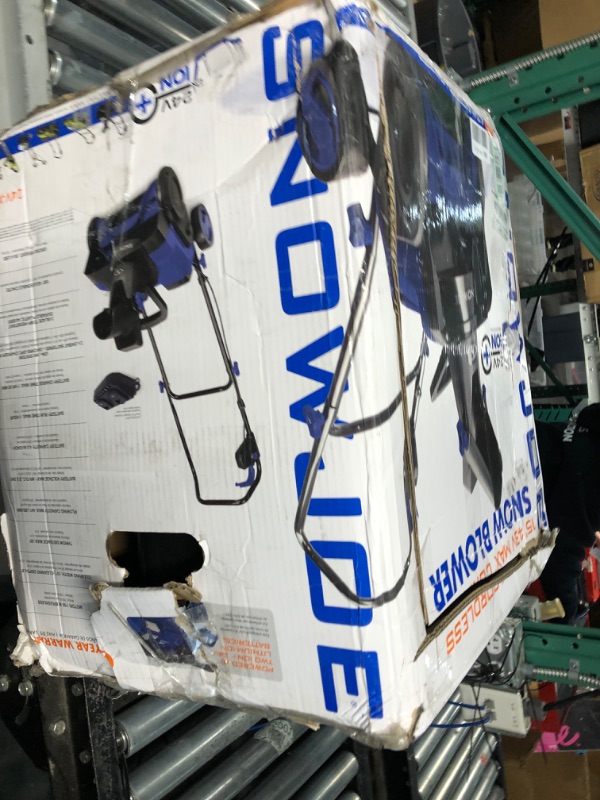 Photo 4 of ***USED - DIRTY - UNABLE TO TEST***
Snow Joe 24V-X2-SB15 Cordless Snow Blower, 750-Watt Brushless Motor, Clears 441-Pounds of Snow / Minute, 6-Inch Snow Depth, Kit w/ (2 x 4.0-Ah 