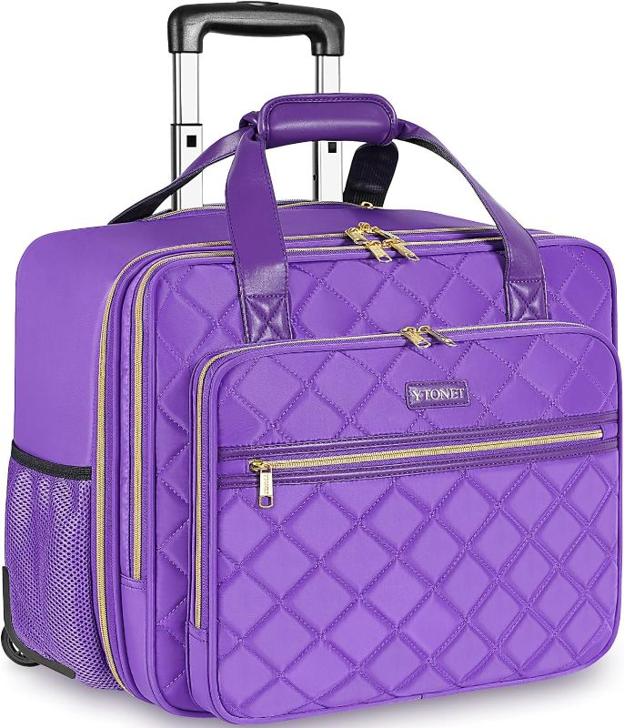 Photo 1 of (READ NOTES)Ytonet Rolling Briefcase for Women, 17.3 Inch Large Rolling Laptop Bag with Wheels, Water Resistant Stylish Overnight Computer Bag for Work Travel College Business Wife Mom Teacher, Purple
