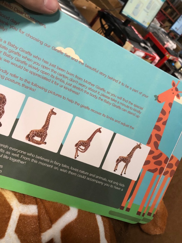 Photo 1 of BRINJOY Giant Giraffe Stuffed Animal Set, 47 Inch Large Plush Giraffe Toy with Bird&Basket&Leaves&Card, Big Lifelike Standing Giraffe for Girls Boys
