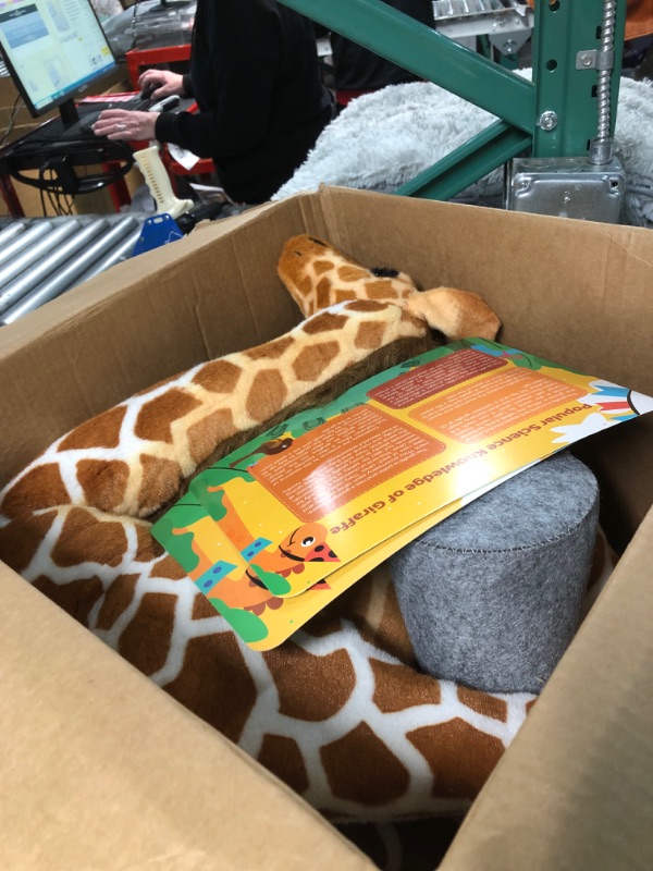 Photo 2 of BRINJOY Giant Giraffe Stuffed Animal Set, 47 Inch Large Plush Giraffe Toy with Bird&Basket&Leaves&Card, Big Lifelike Standing Giraffe for Girls Boys